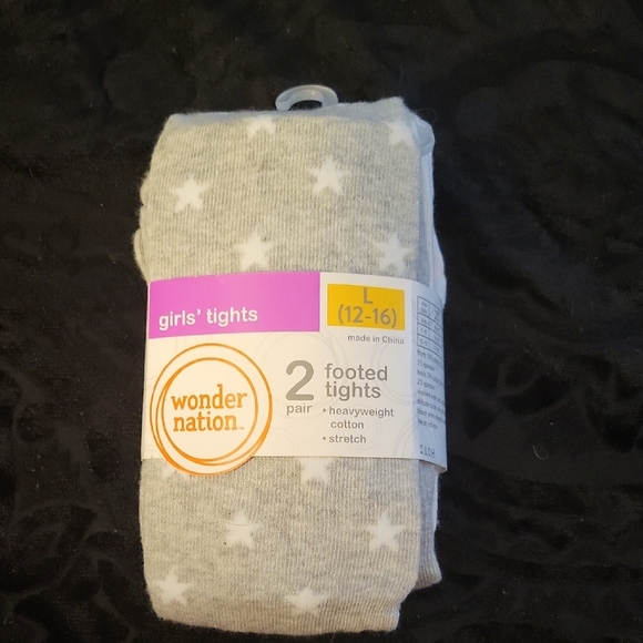 wonder nation Other - Wonder Nation Girls' Gray and White Star Tights